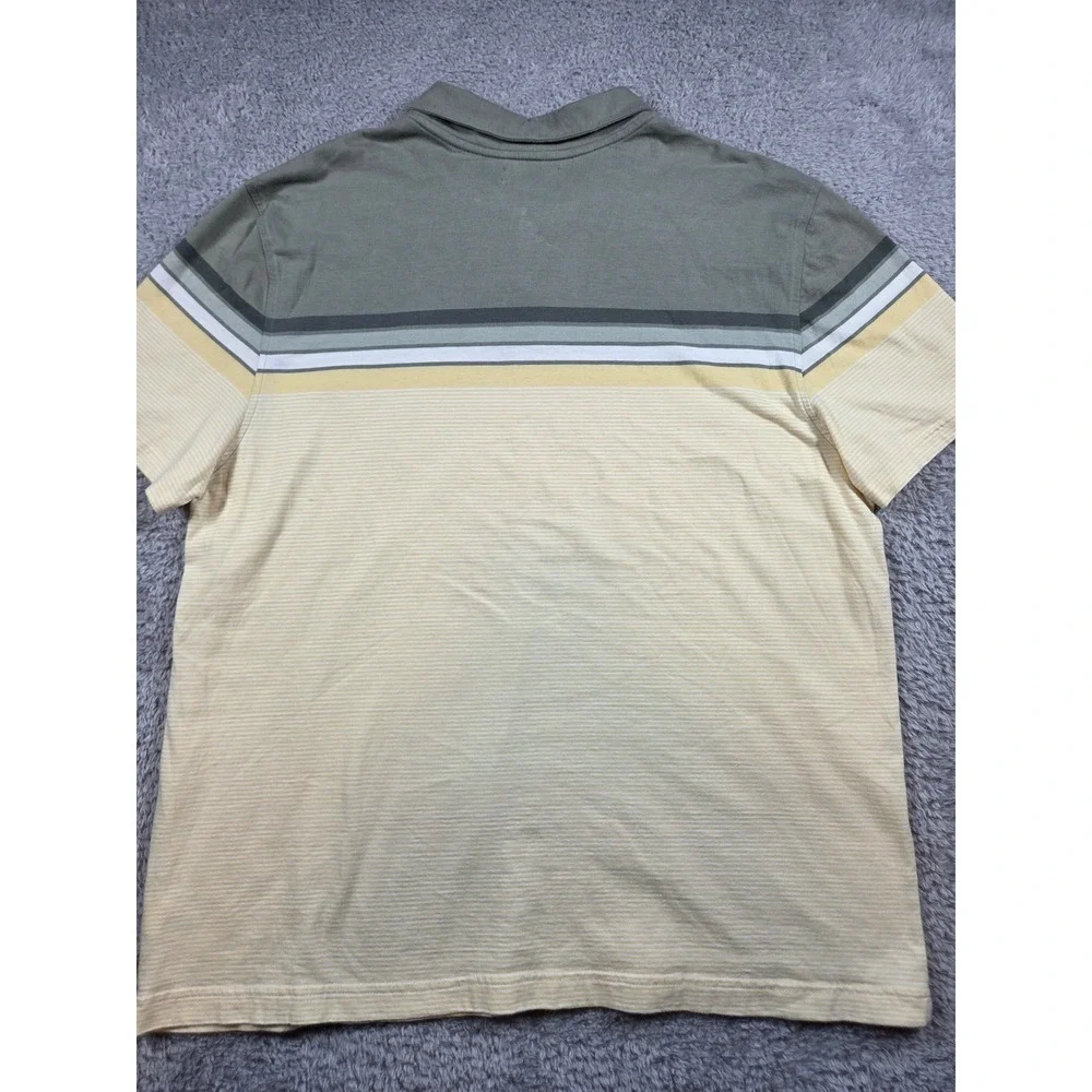Banana Republic Polo XXL Yellow Green Mens Striped Short Sleeve Cotton Shirt